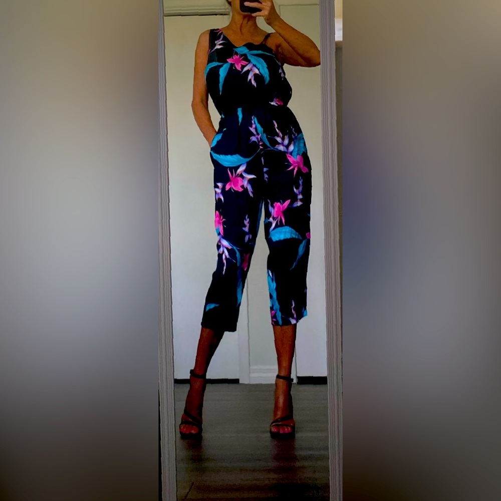 SHIPWRECKED Vintage Hawaiian Hibiscus Jumpsuit circa. 1980s Women’s Medium